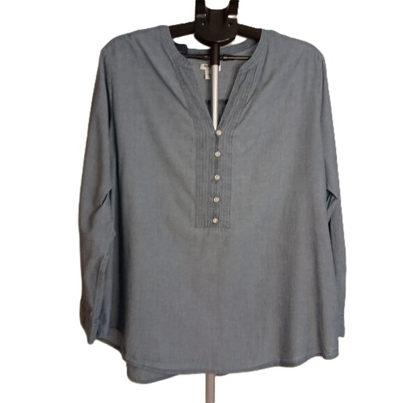 Old Navy Women’s Blue Cotton Pullover Buttoned Front V-Neck Top Size XXL - Picture 2 of 15